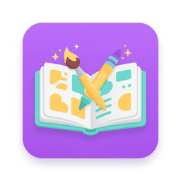 Make Believe app icon - colorful book logo for personalized coloring book creator