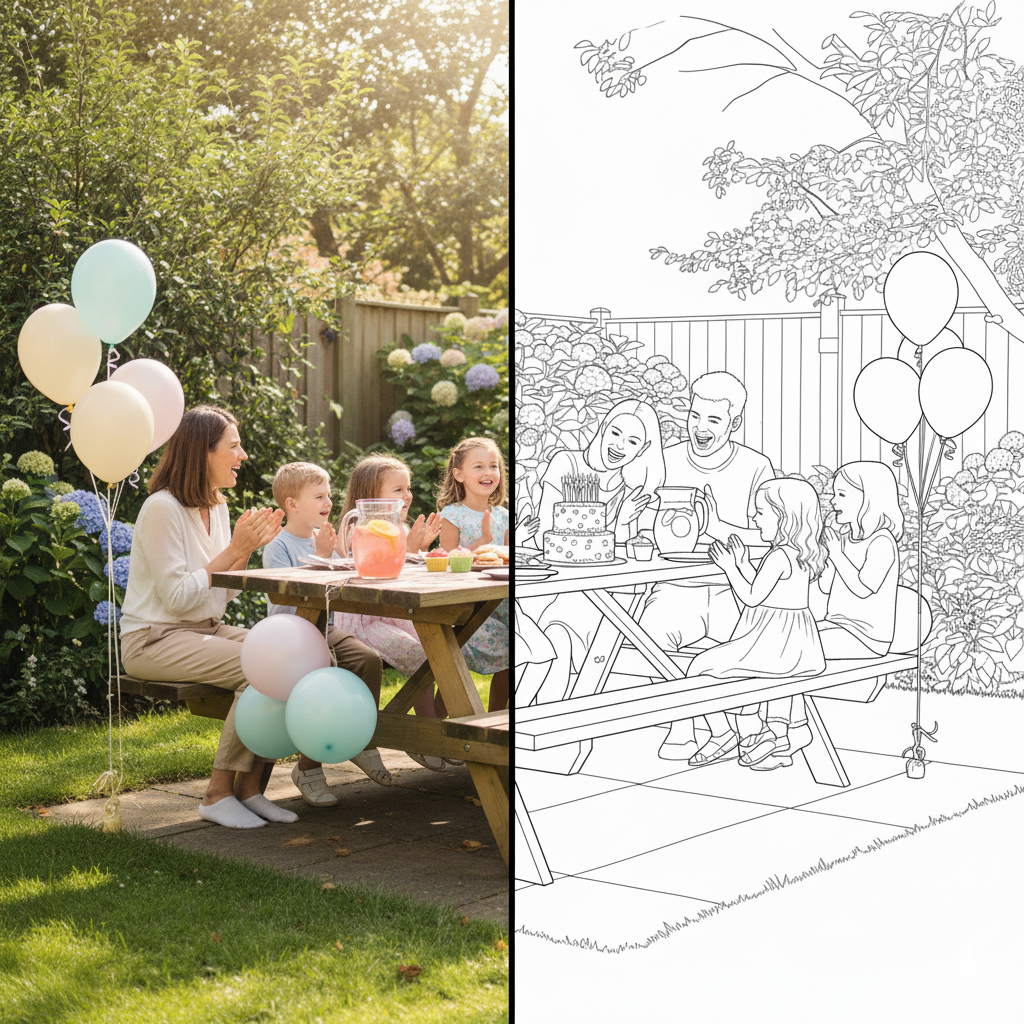 Photo to Coloring Book Transformation - Before and After